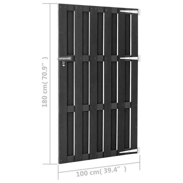 Gartentor 100x180 cm aus WPC in Grau - 38% Rabatt