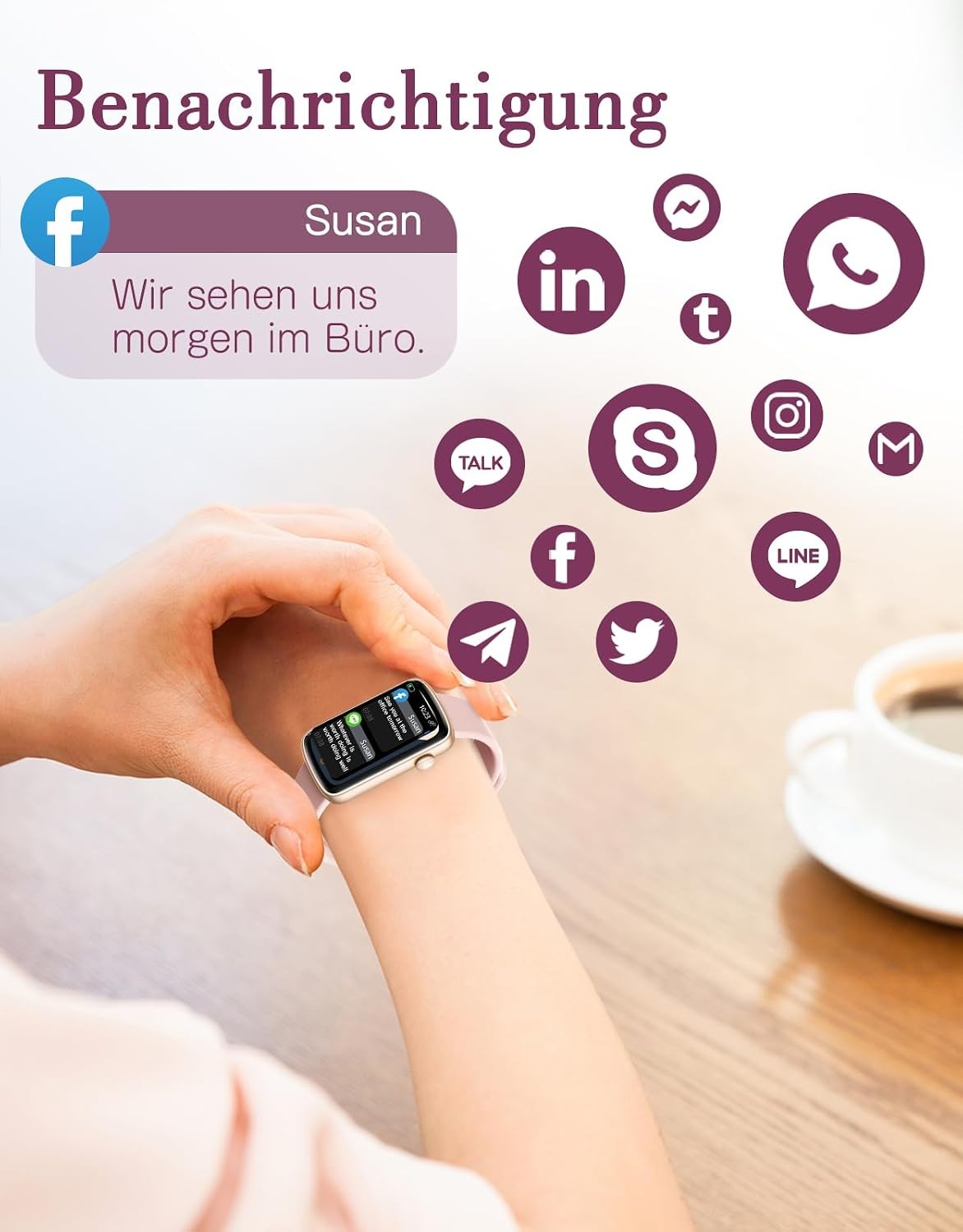 Elegante Damen Smartwatch Rosa - 30% Rabatt - Fitness Tracker