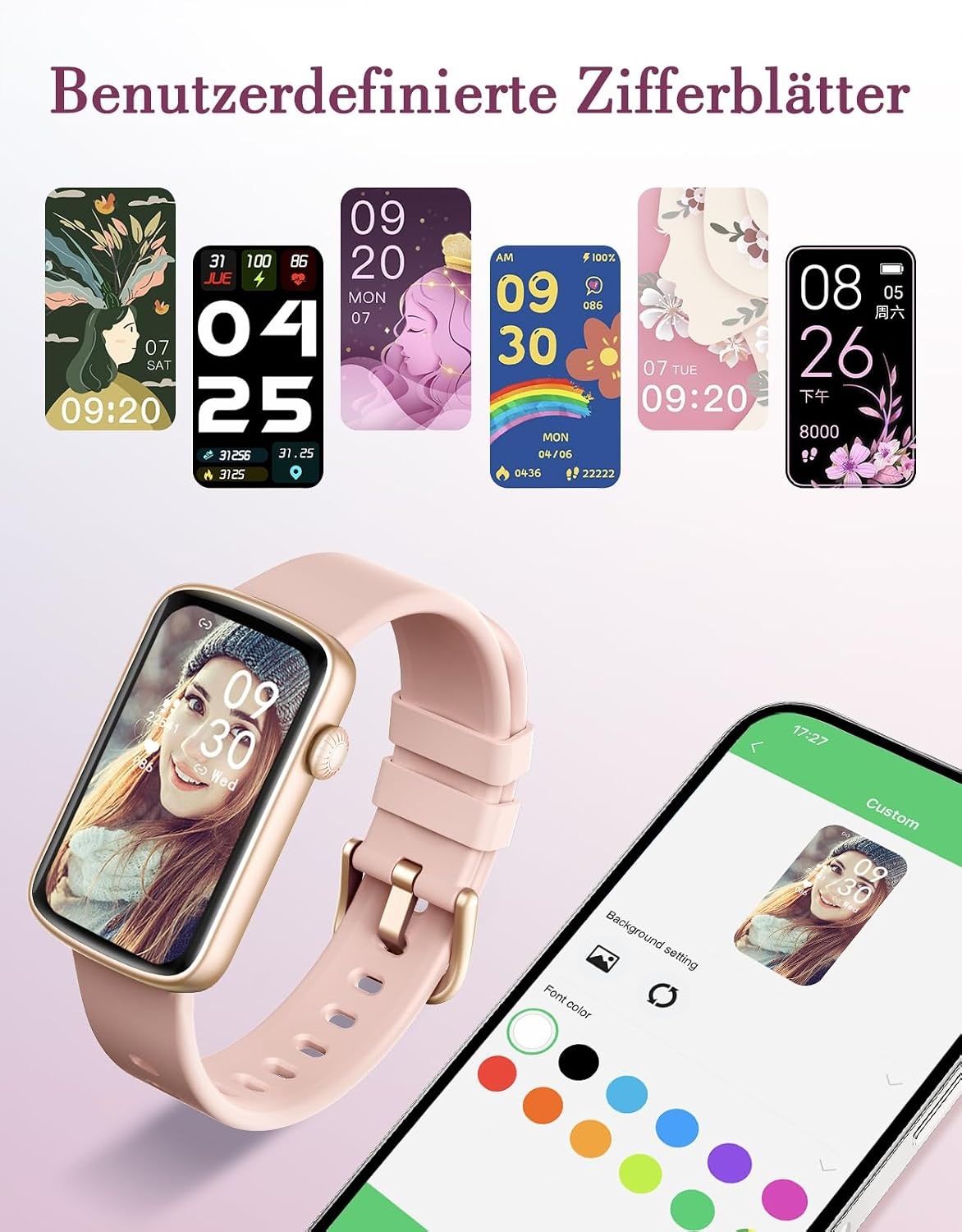 Elegante Damen Smartwatch Rosa - 30% Rabatt - Fitness Tracker