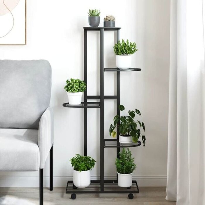 Blumenständer mit Rollen 5 Ebenen - 31% Rabatt - Schwarz 44x23x100 cm