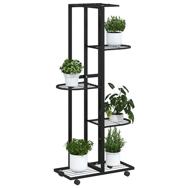 Blumenständer mit Rollen 5 Ebenen - 31% Rabatt - Schwarz 44x23x100 cm