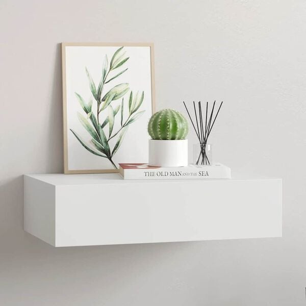 Wandregal mit Schublade 40x23,5 cm Weiß - 32% Rabatt