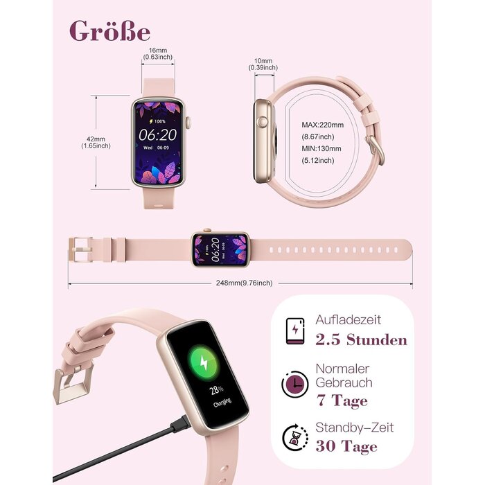 Damen Fitness-Smartwatch 1,47 Zoll Rosa - 30% Rabatt