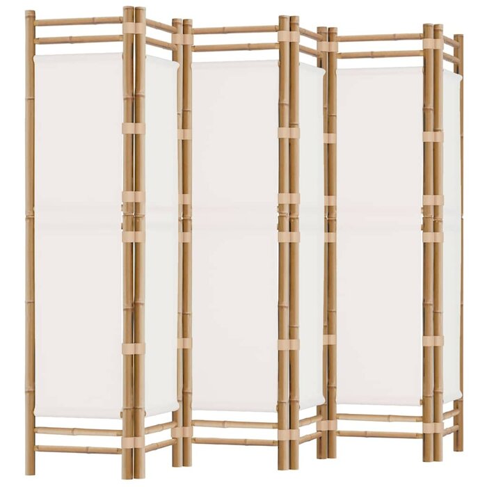 Vidaxl 6-teilige Spanische Wand 240x180 cm Bambus/Stoff Cremeweiß - 35% Rabatt
