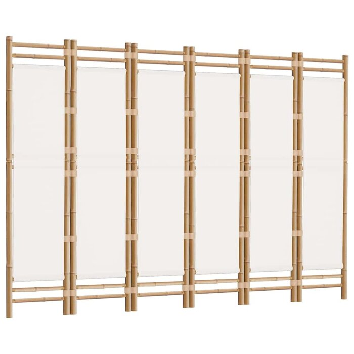 Vidaxl 6-teilige Spanische Wand 240x180 cm Bambus/Stoff Cremeweiß - 35% Rabatt