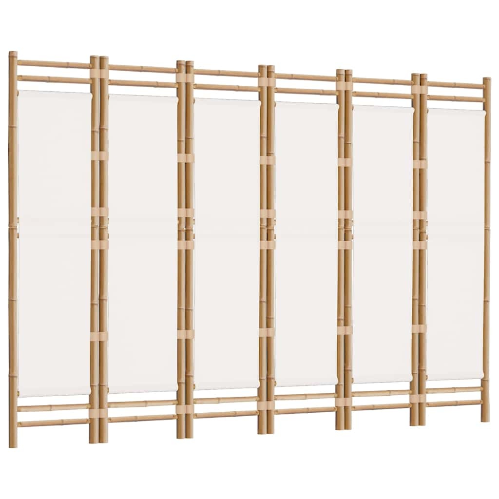 Vidaxl 6-teilige Spanische Wand 240x180 cm Bambus/Stoff Cremeweiß - 35% Rabatt