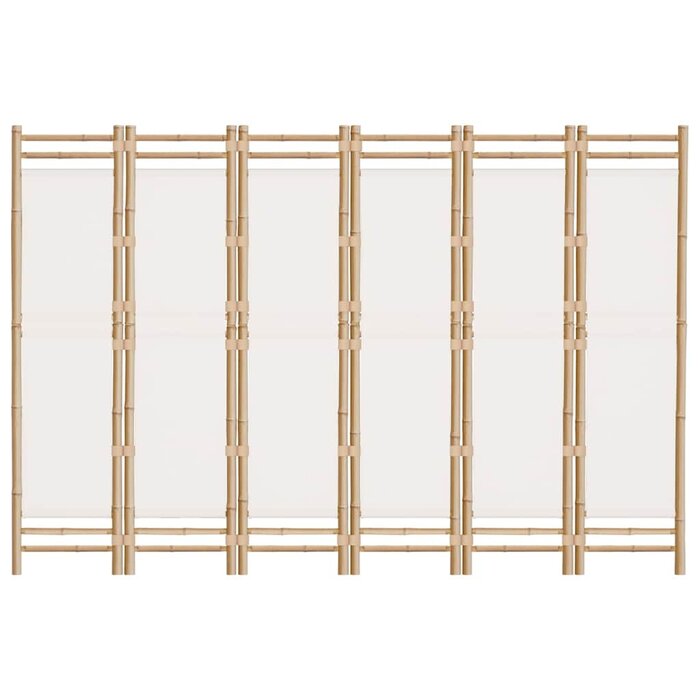 Vidaxl 6-teilige Spanische Wand 240x180 cm Bambus/Stoff Cremeweiß - 35% Rabatt