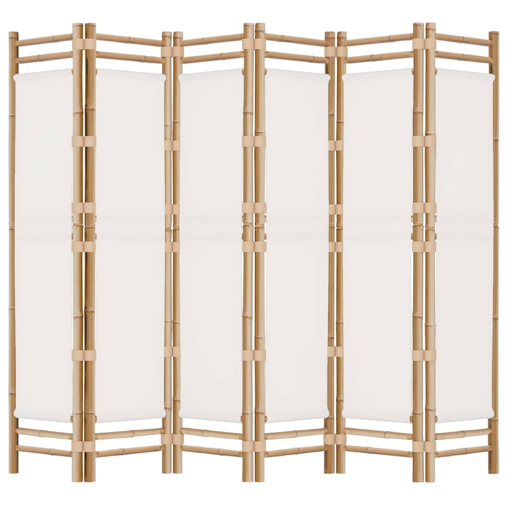 Vidaxl 6-teilige Spanische Wand 240x180 cm Bambus/Stoff Cremeweiß - 35% Rabatt