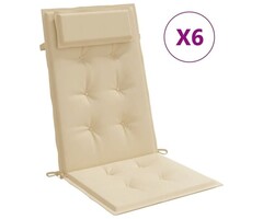 Vidaxl 6er Set Hochlehner-Stuhlkissen Beige, 120x50cm - 48% Rabatt
