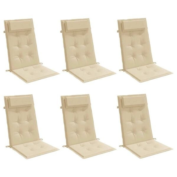 6er Set Hochlehner-Stuhlkissen Beige 120x50cm - 34% Rabatt