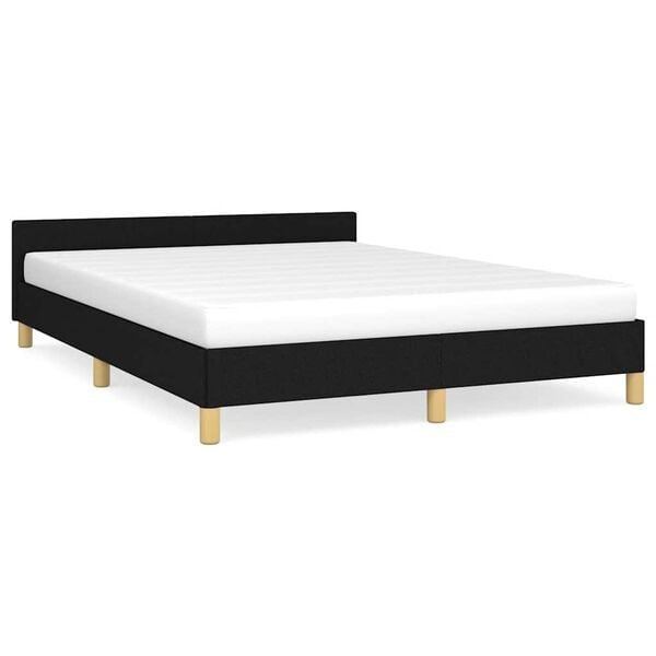 Bettrahmen mit Kopfteil Schwarz 140x190 cm - 34% Rabatt