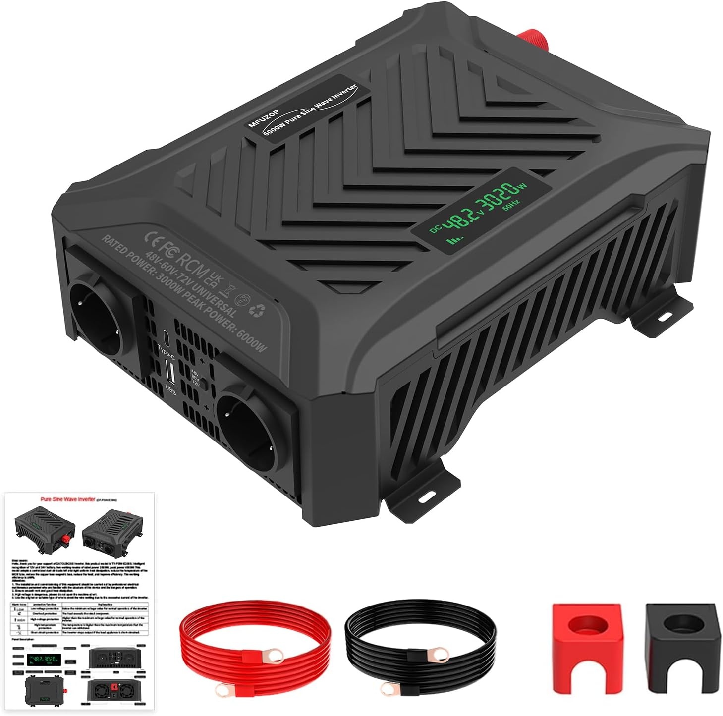 Reiner Sinus Wechselrichter 3000W für 48V/60V/72V - 34% Rabatt