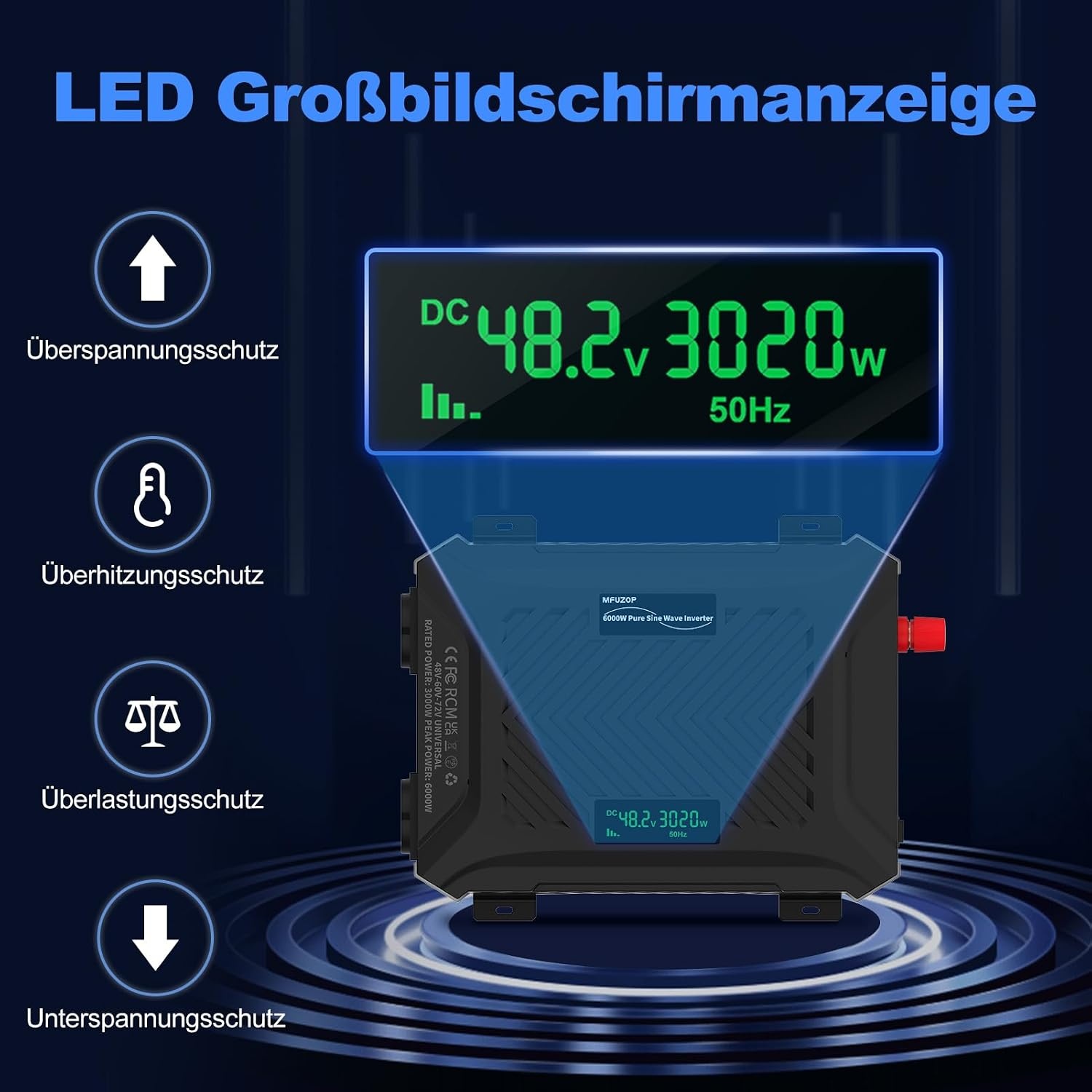 Reiner Sinus Wechselrichter 3000W für 48V/60V/72V - 34% Rabatt
