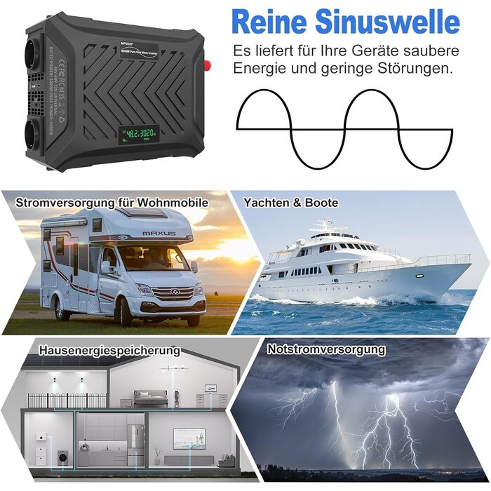 Reiner Sinus Wechselrichter 3000W für 48V/60V/72V - 34% Rabatt