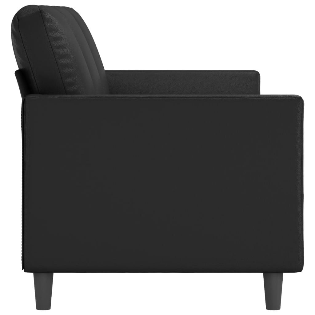 Modernes 3-Sitzer Sofa 180 cm Kunstleder Schwarz - 35% Rabatt