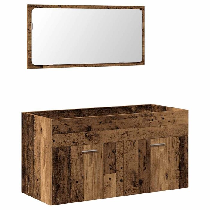 Badezimmerschrank mit Spiegel, Altholz-Optik - 34% Rabatt
