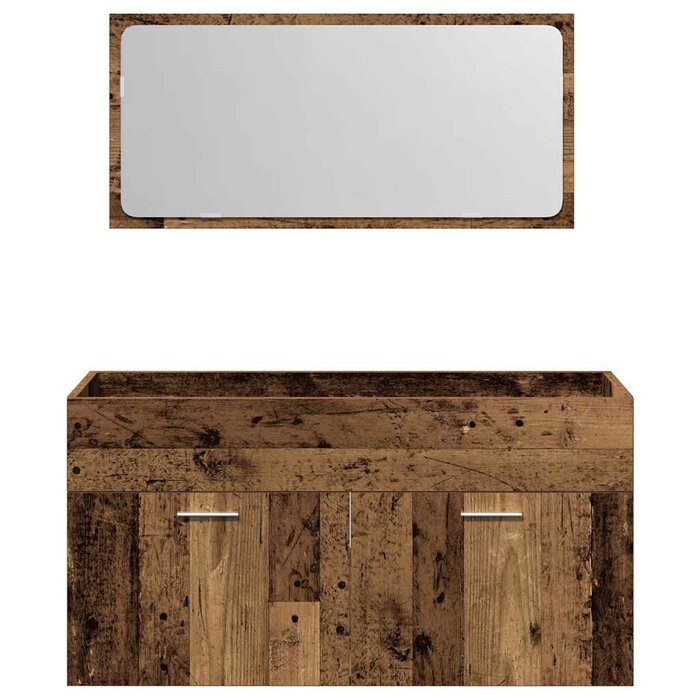 Badezimmerschrank mit Spiegel, Altholz-Optik - 34% Rabatt