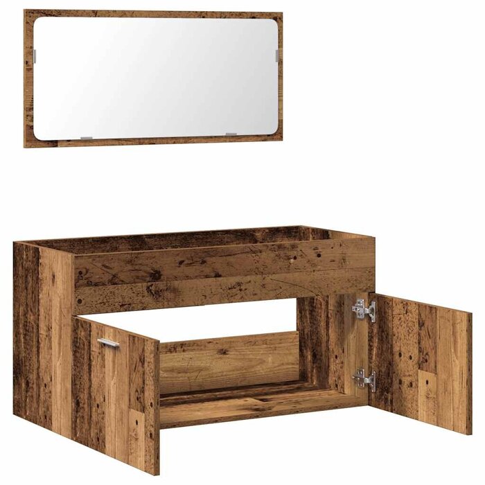 Badezimmerschrank mit Spiegel, Altholz-Optik - 34% Rabatt