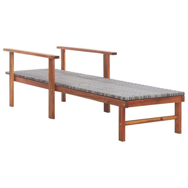 Sonnenliege aus Akazienholz & Rattan Grau - 34% Rabatt