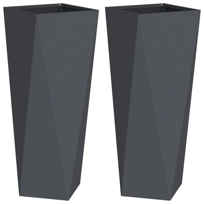 Stahl Pflanzkübel 2er-Set 30x30x75 cm Anthrazit - 34% Rabatt