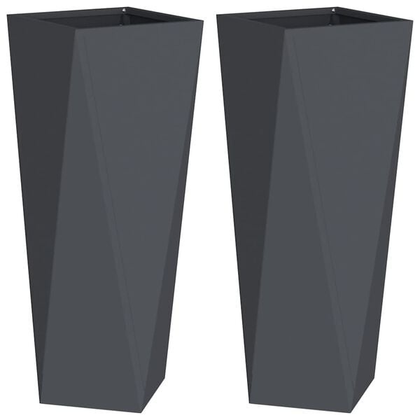 Stahl Pflanzkübel 2er-Set 30x30x75 cm Anthrazit - 34% Rabatt