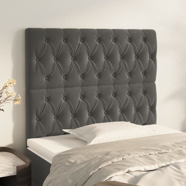 Bettkopfteil Set 2er-Pack Dunkelgrau Samt 100x78cm - 33% Rabatt