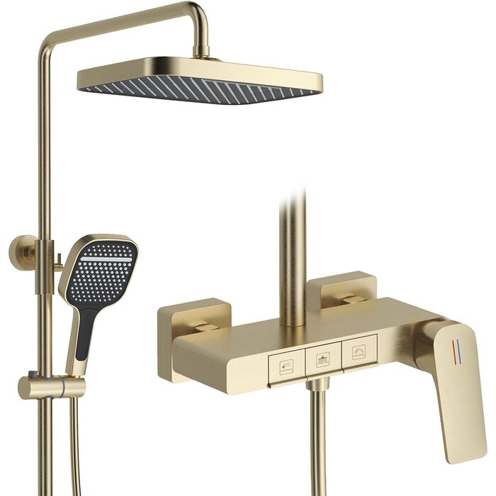 Duschsystem Messing Gold Piano-Design 30x20 cm Kopfbrause - 35% Rabatt