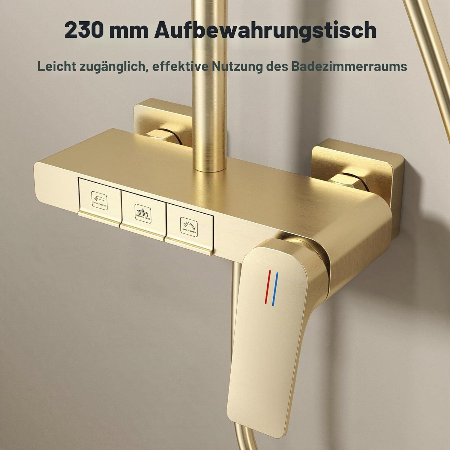 Duschsystem Messing Gold Piano-Design 30x20 cm Kopfbrause - 35% Rabatt