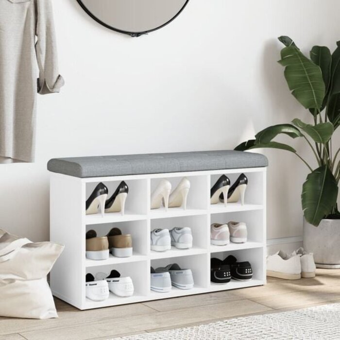 Schuhbank mit Polstersitz Weiß 82x32x50 cm - 34% Rabatt