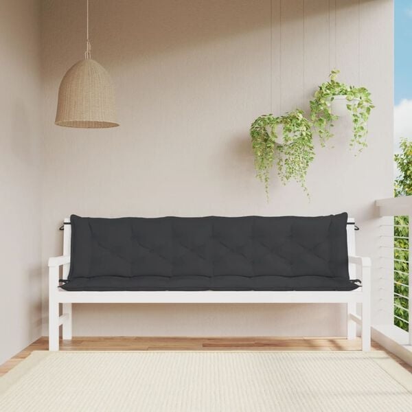 Gartenbankauflagen 2er Set 200x50x7 cm Schwarz - 33% Rabatt