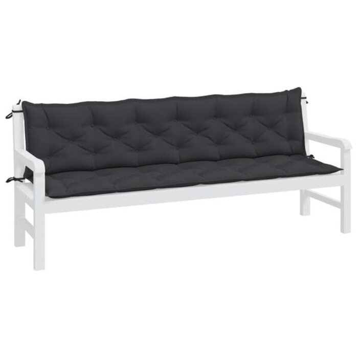 Gartenbankauflagen 2er Set 200x50x7 cm Schwarz - 33% Rabatt