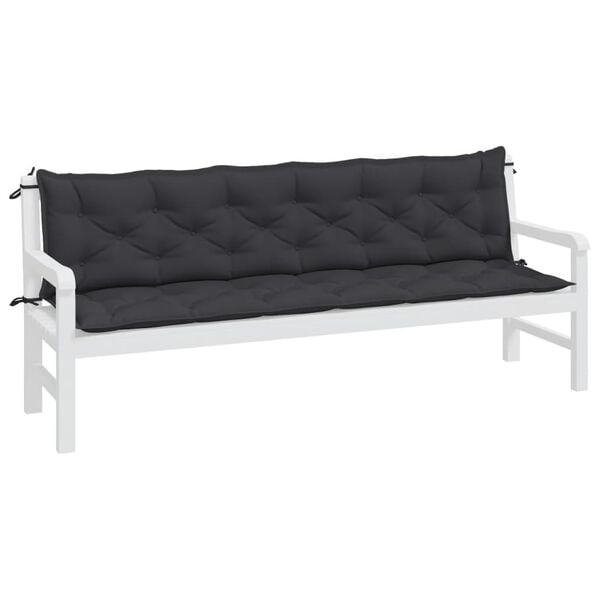 Gartenbankauflagen 2er Set 200x50x7 cm Schwarz - 33% Rabatt