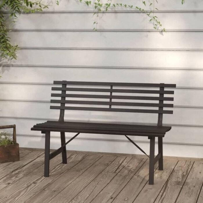 Vidaxl Gartenbank aus pulverbeschichtetem Stahl 110 cm, Schwarz - 34% Rabatt