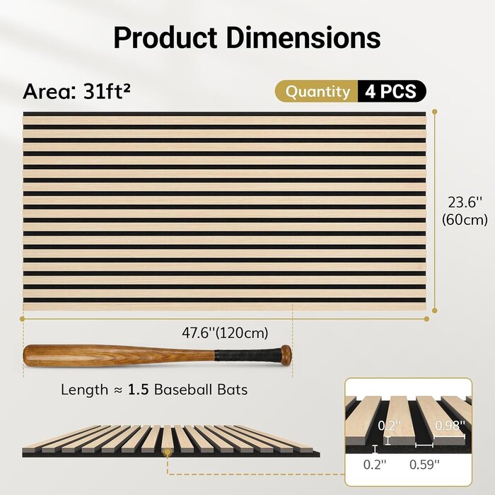 Akustikpaneele 4er-Set 120x60 cm - Schallabsorption - 34% Rabatt