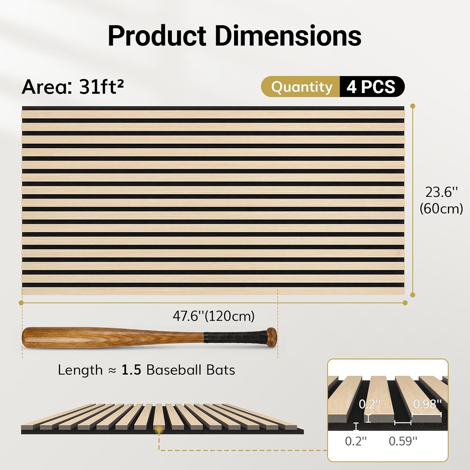 Akustikpaneele 4er-Set 120x60 cm - Schallabsorption - 34% Rabatt