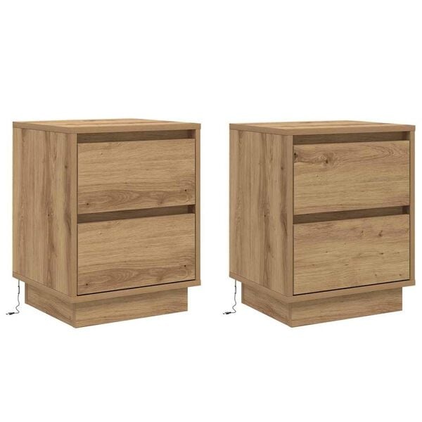 2er-Set Nachtschränke Artisan Eiche mit LED - 34% Rabatt
