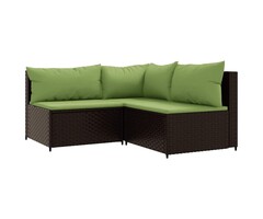 Vidaxl 3-tlg. Polyrattan Garten-Loungeset - Braun - 47% Rabatt