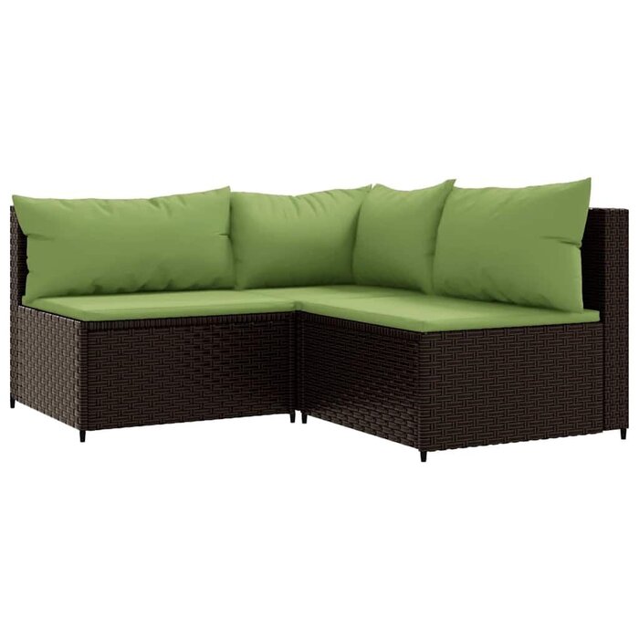 3-tlg. Garten-Loungeset Polyrattan Braun - 35% Rabatt