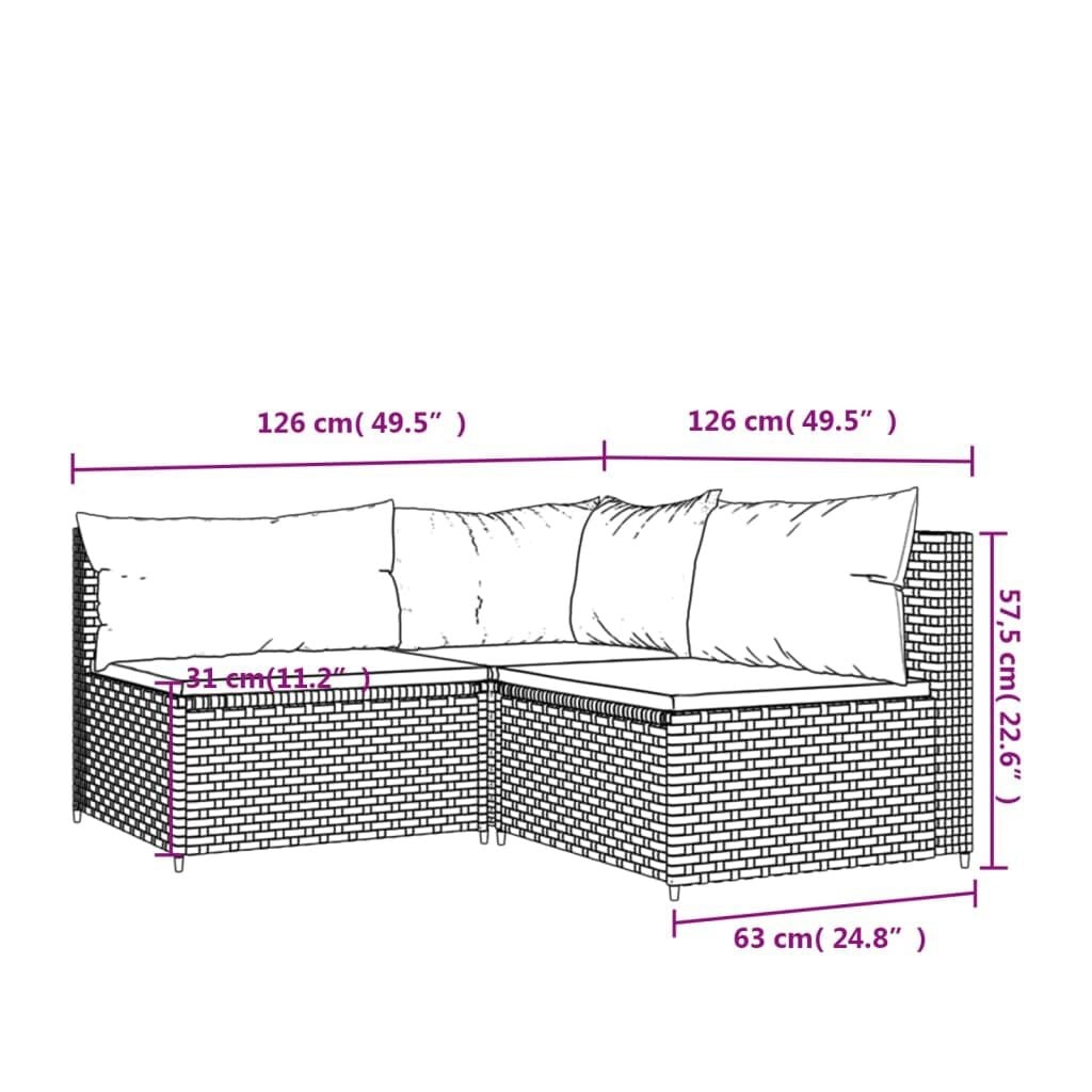 3-tlg. Garten-Loungeset Polyrattan Braun - 35% Rabatt