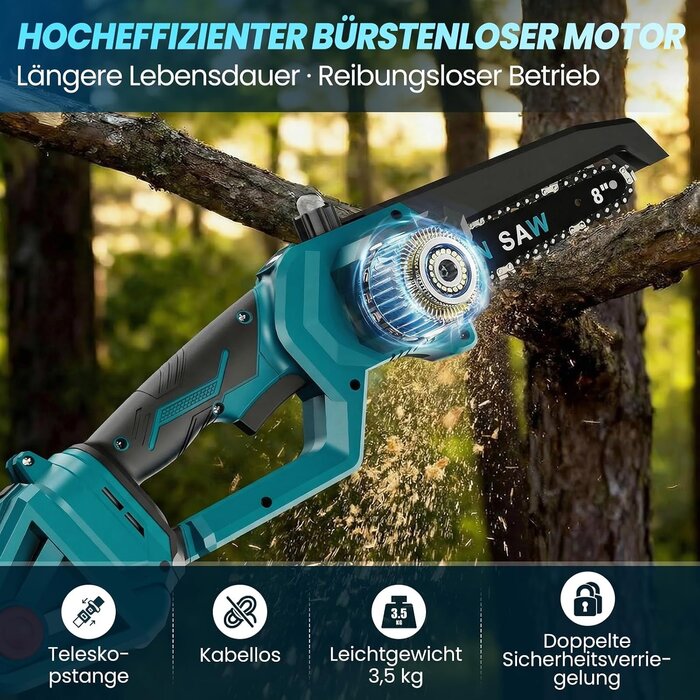 2-in-1 Akku-Teleskop-Kettensäge 21V, 8 Zoll, 2,97m, 34% Rabatt