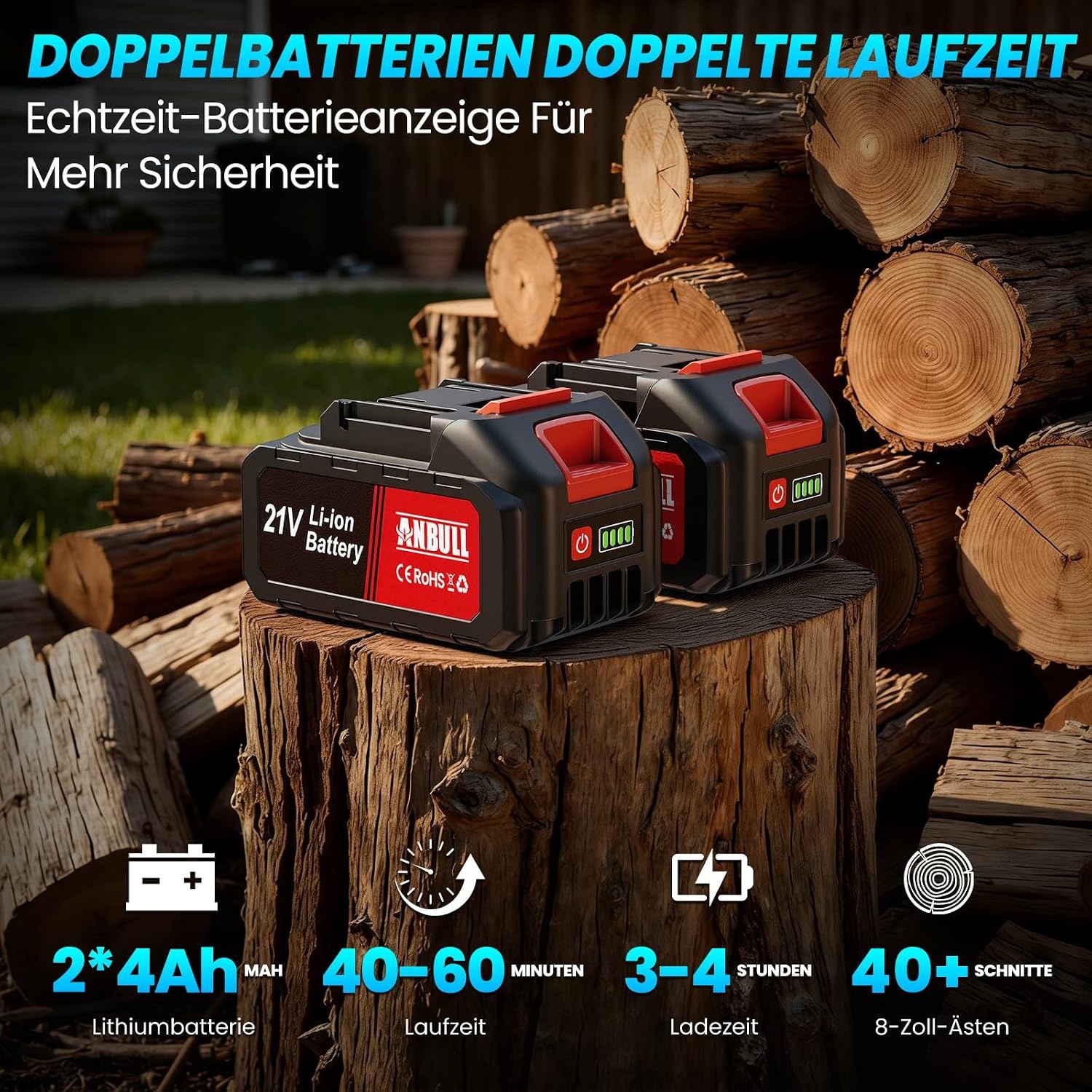 2-in-1 Akku-Teleskop-Kettensäge 21V, 8 Zoll, 2,97m, 34% Rabatt