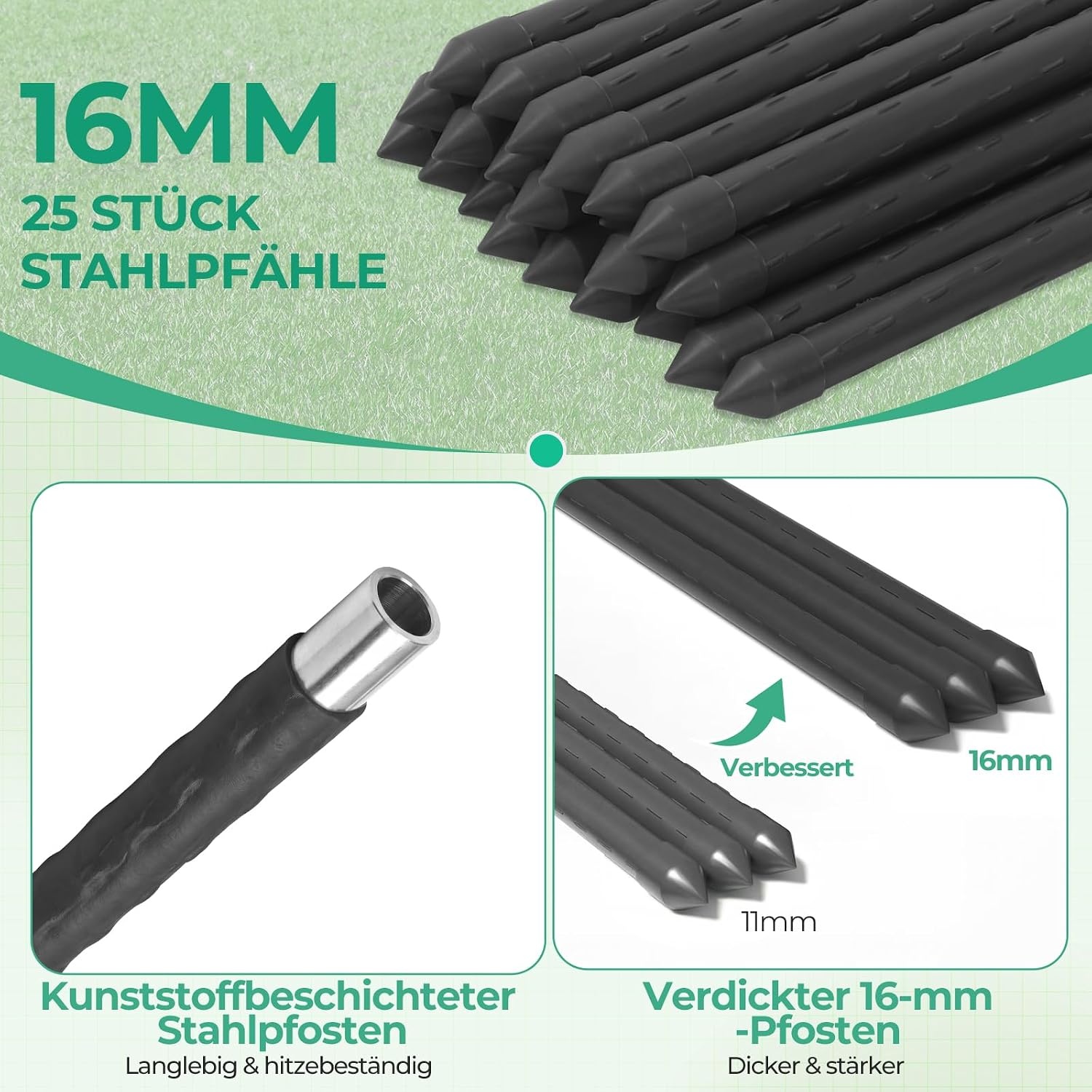 Amazon Mobiler Maschendrahtzaun 30m x 1m mit 25 Pfosten - Schwarz - 33% Rabatt