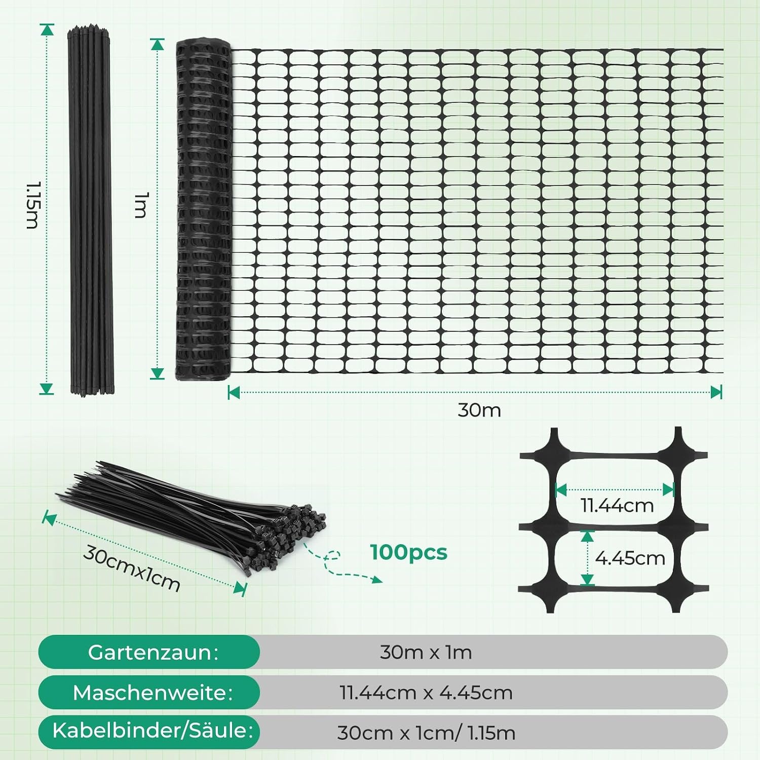 Amazon Mobiler Maschendrahtzaun 30m x 1m mit 25 Pfosten - Schwarz - 33% Rabatt