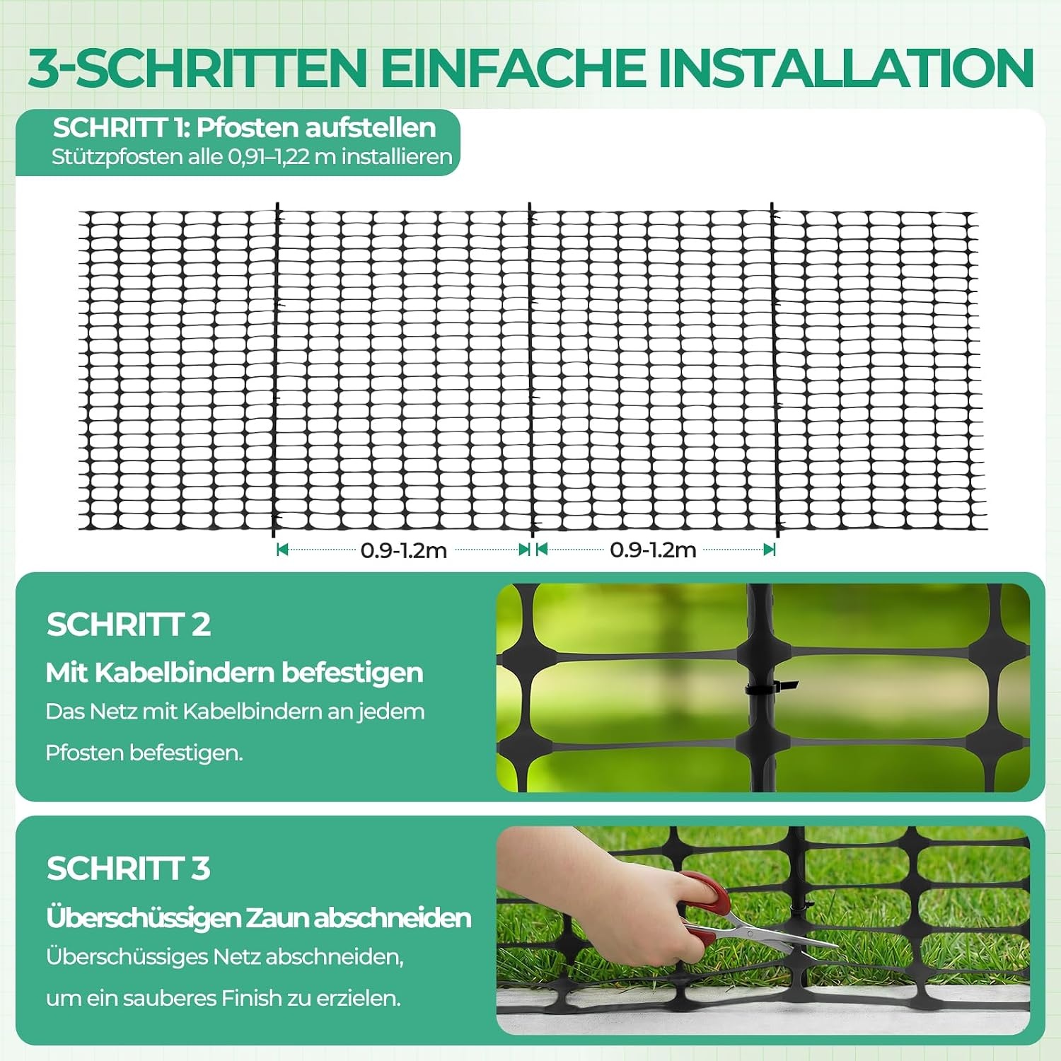 Amazon Mobiler Maschendrahtzaun 30m x 1m mit 25 Pfosten - Schwarz - 33% Rabatt