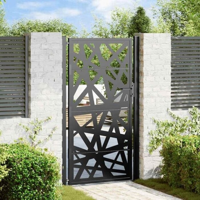 Vidaxl Gartentor mit Laser-Design 100x175 cm, Schwarz - 35% Rabatt