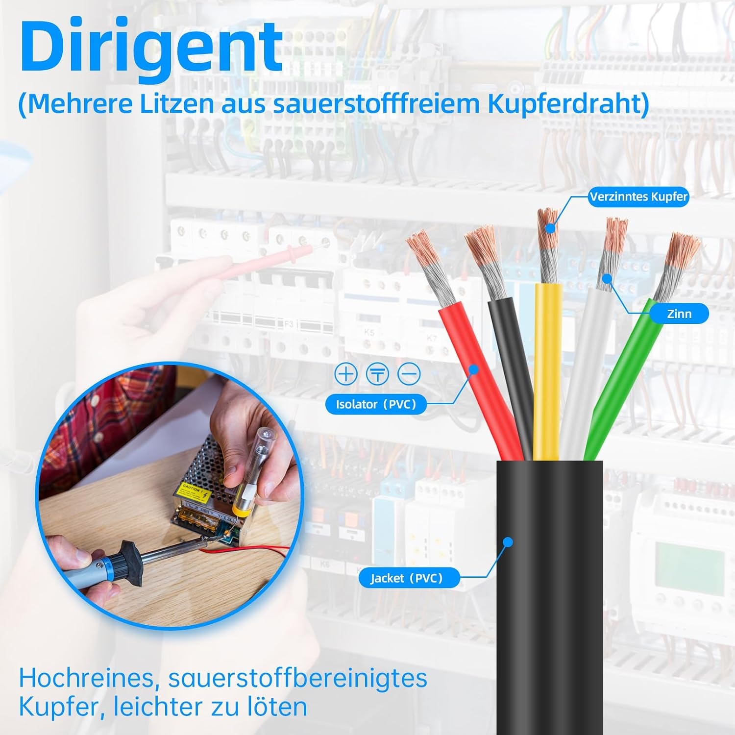 5-adriges 16AWG Niederspannungskabel 9,14m - 25% Rabatt