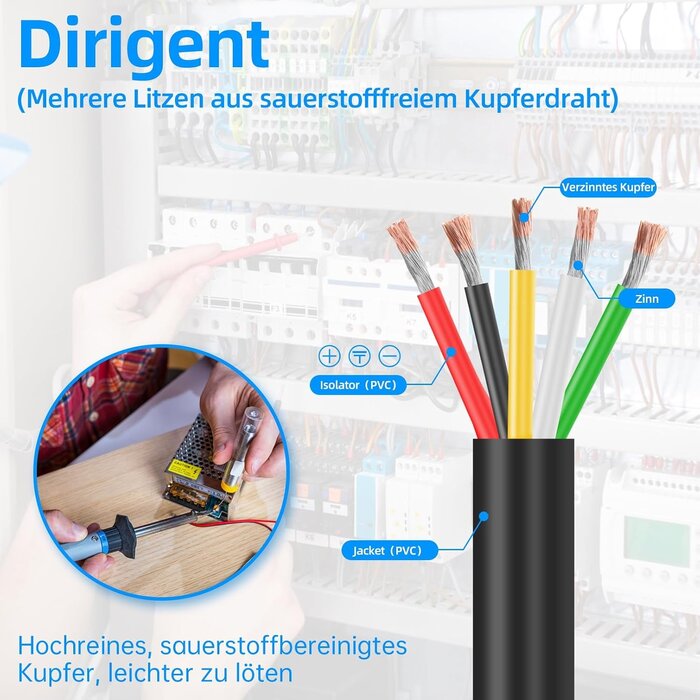 5-adriges 16AWG Niederspannungskabel 9,14m - 25% Rabatt