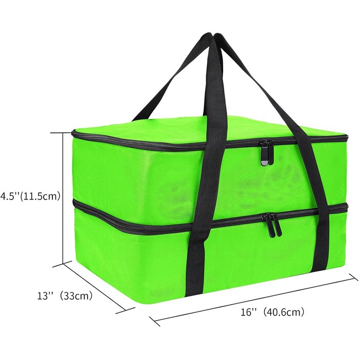 Isolierte Thermotasche Grün 41x30x20cm, 2 Ebenen - 26% Rabatt