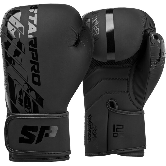 Boxhandschuhe 14oz Kunstleder Mattschwarz - 28% Rabatt