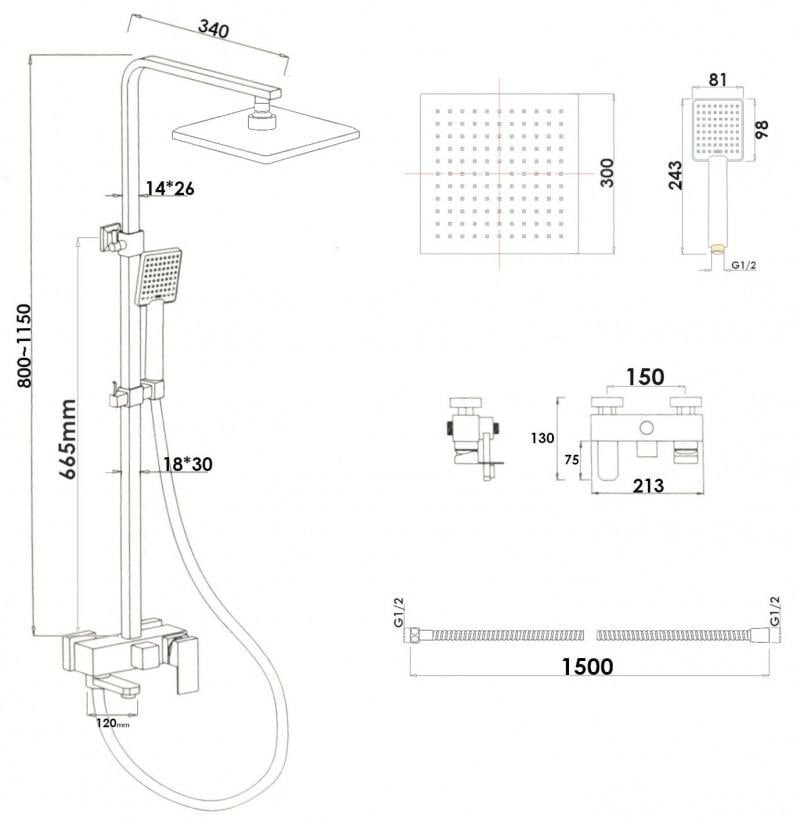 Viking Choice Duschsystem mit 30x30cm Regendusche & Wannenarmatur - 25% Rabatt